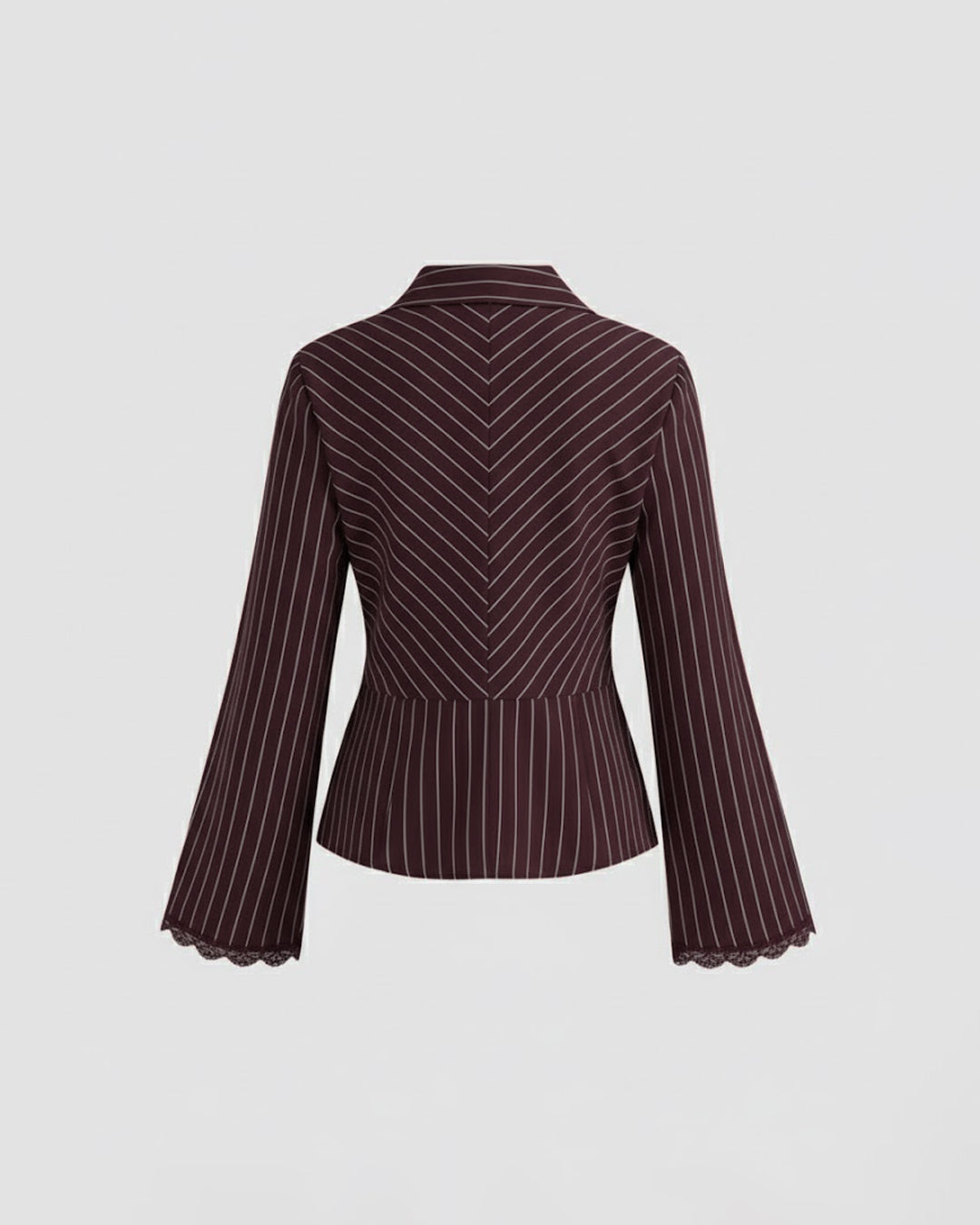 Vintage Style Striped Pinstripe Peplum Top in Wine