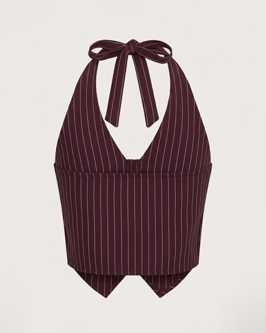 Striped Halter Bowknot Waistcoat Top in Wine