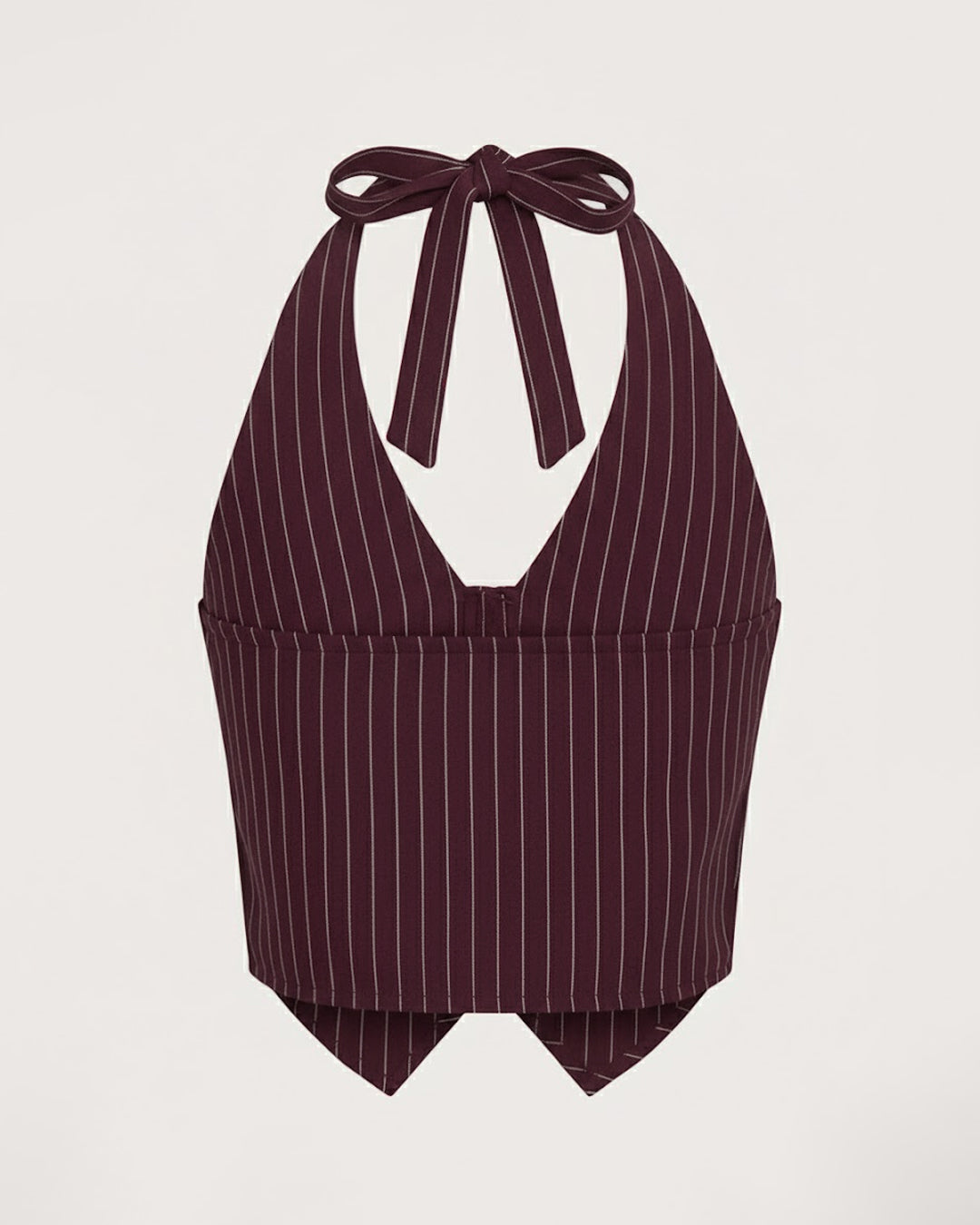 Striped Halter Bowknot Waistcoat Top in Wine