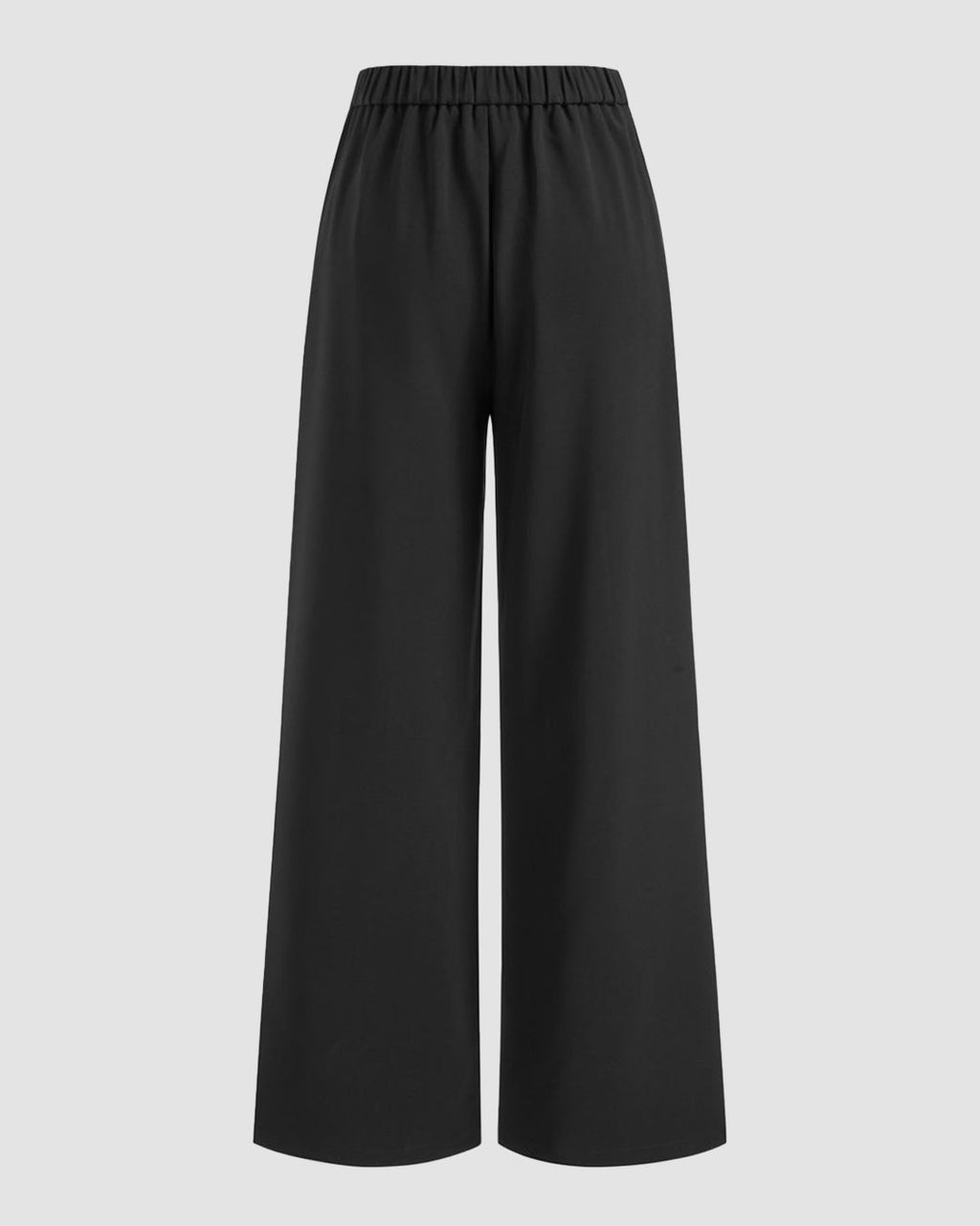 Mid Rise Elastic Waist Trousers in Black