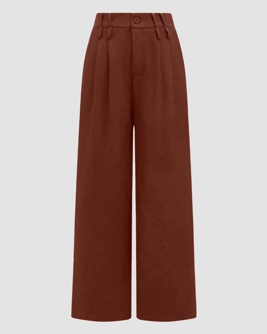 Wide Leg Pants Loose Straight Leg Trousers in Rust Brown
