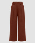 Wide Leg Pants Loose Straight Leg Trousers in Rust Brown