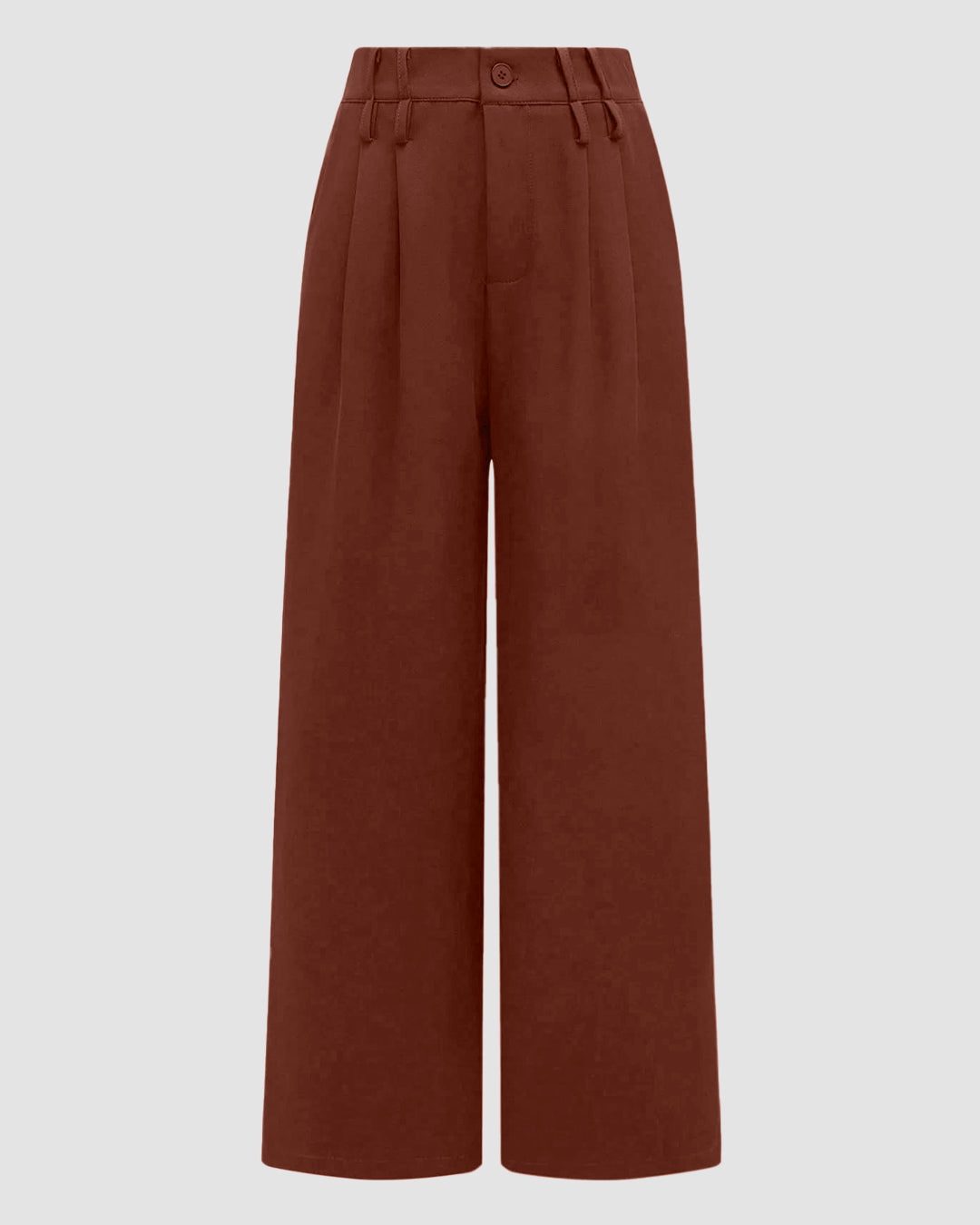 Wide Leg Pants Loose Straight Leg Trousers in Rust Brown