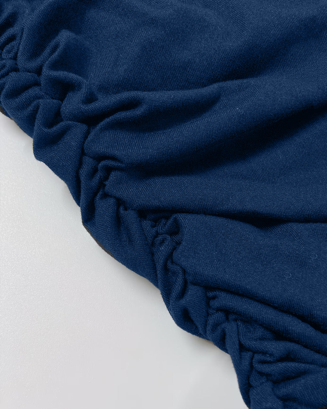 Strapless Ruched Bandeau Top With Scarf In Navy Blue