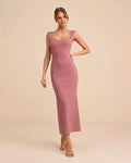 Cap Sleeve Bodycon Midi Dress in Deco Rose