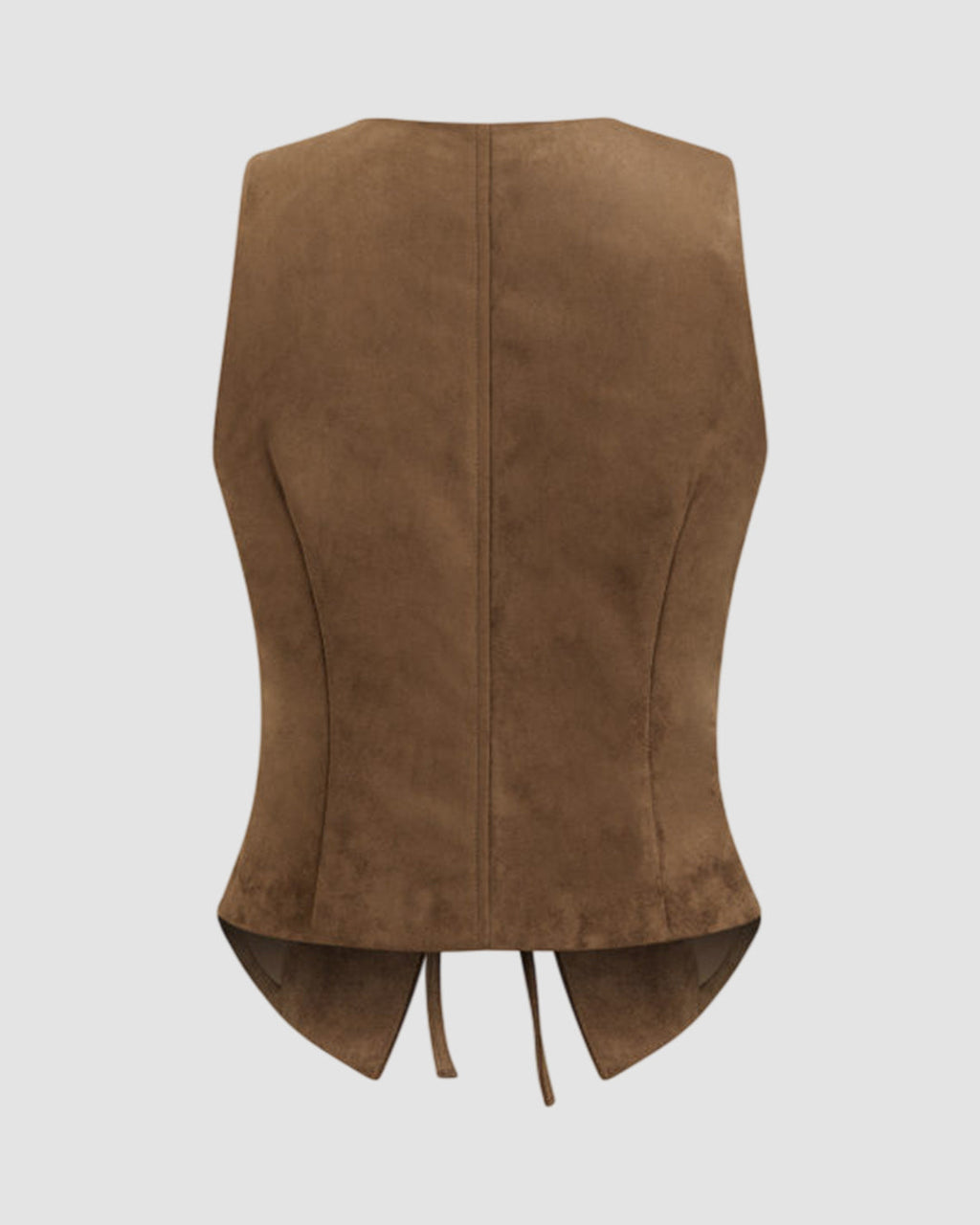 Suede V-neck Lace Up Blazer Vest Top In Brown