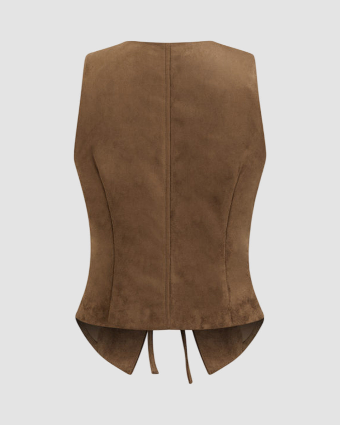 Suede V-neck Lace Up Blazer Vest Top In Brown