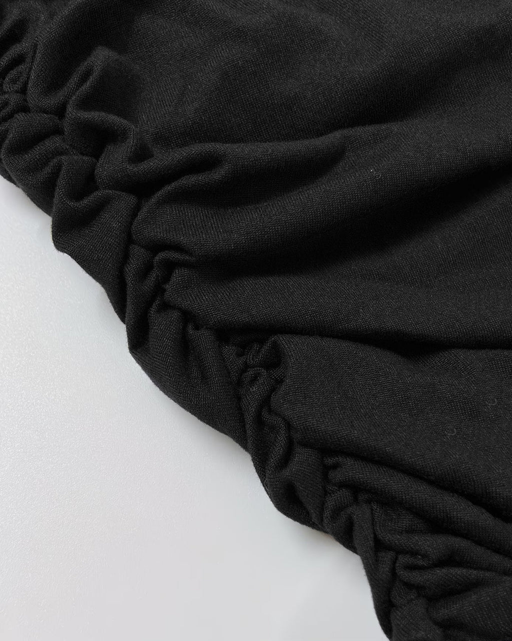 Strapless Ruched Bandeau Top With Scarf In Black