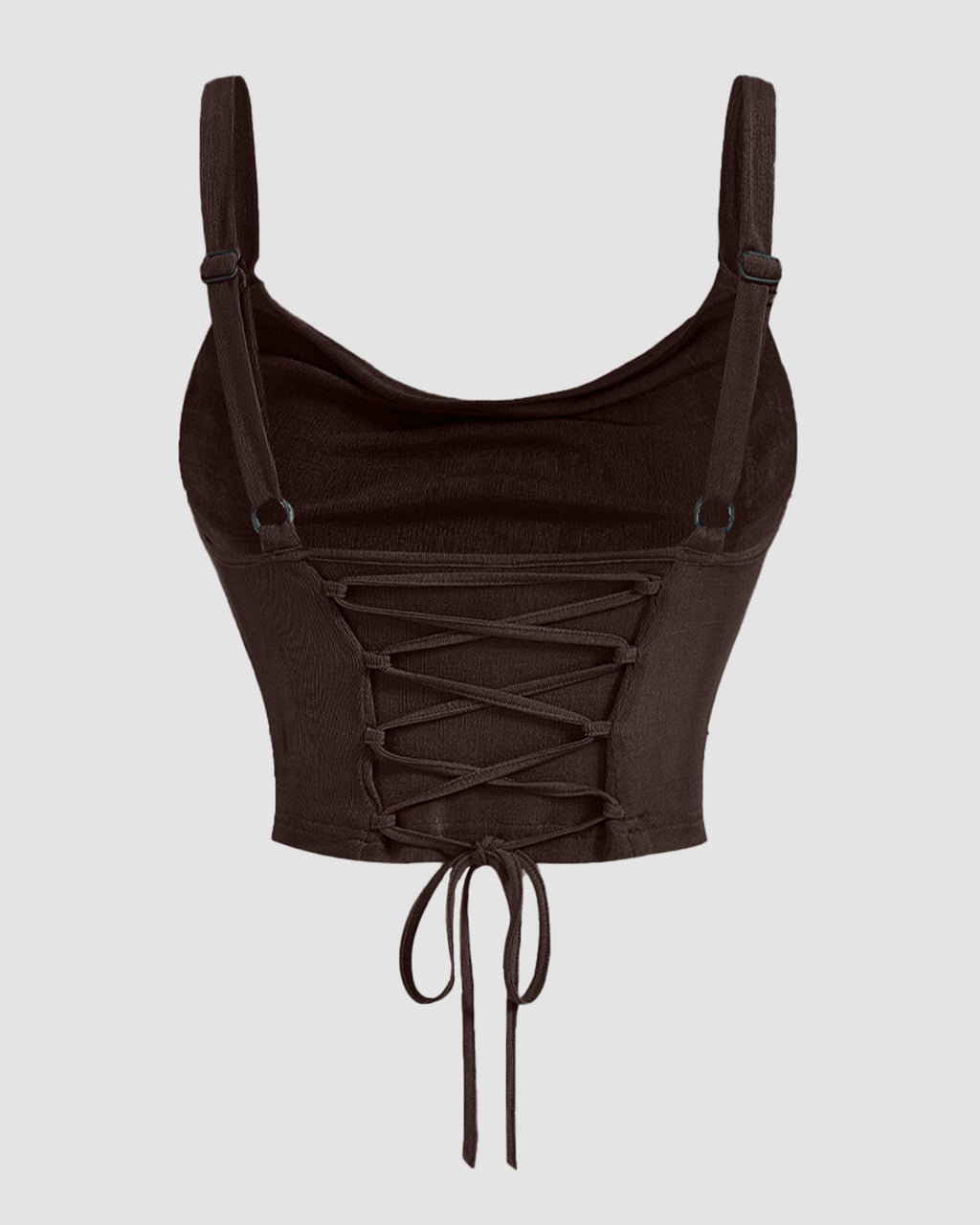 Ruched Cowl Neck Cami Top in Chocolate Fondue