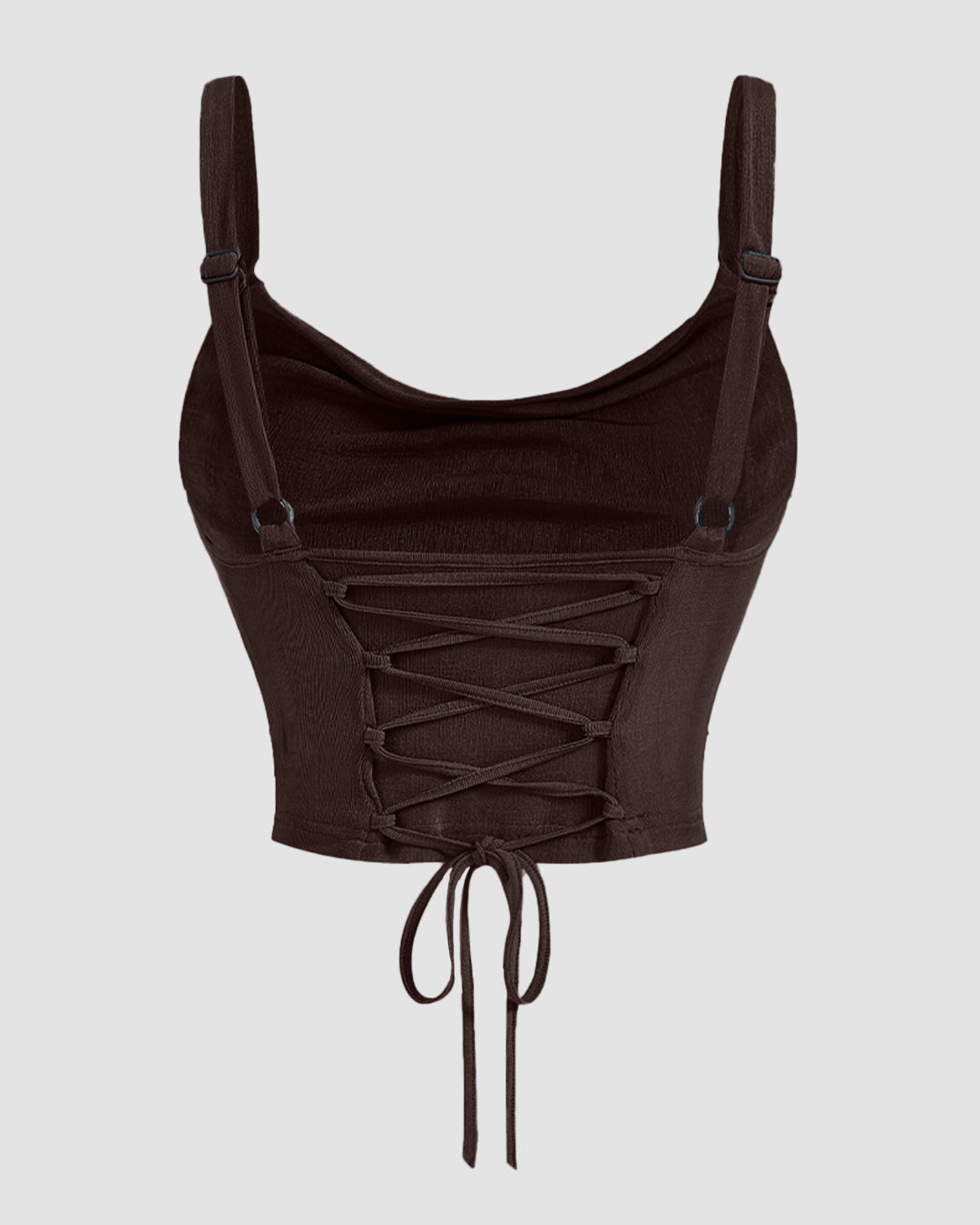 Ruched Cowl Neck Cami Top in Chocolate Fondue