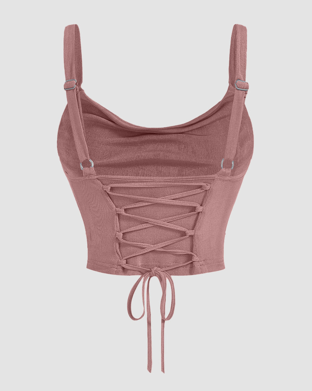 Ruched Cowl Neck Cami Top in Dusty Pink