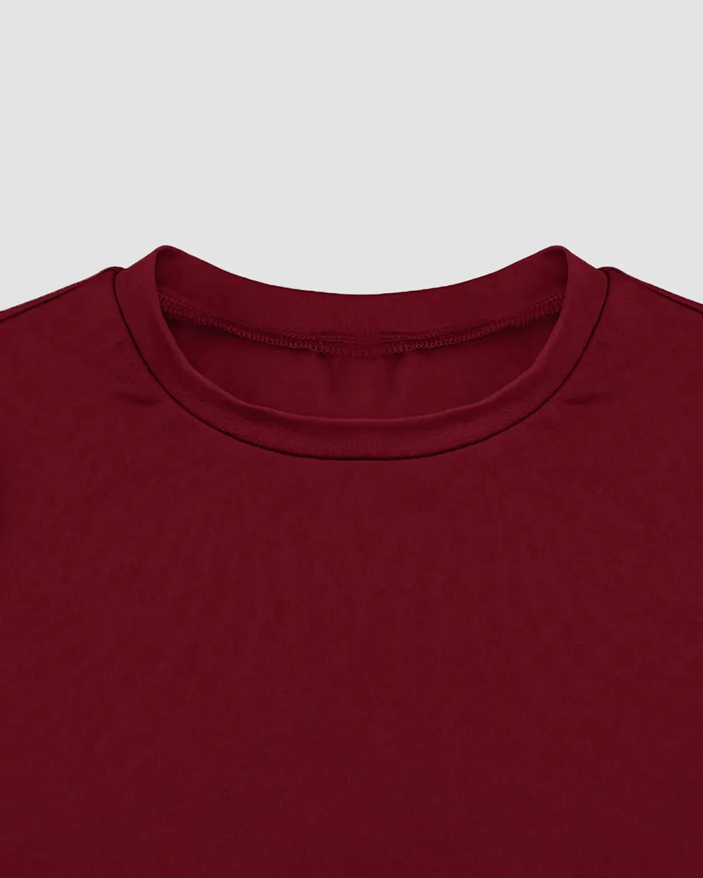 Stretch Fit Long Sleeve Crop Tee In Burgundy