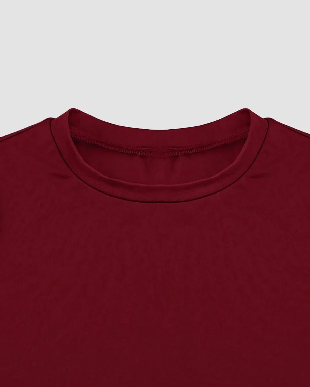 Stretch Fit Long Sleeve Crop Tee In Burgundy