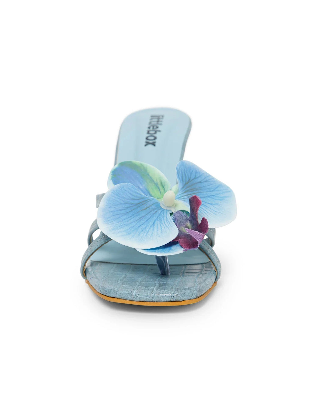 Blue Flower Decor High Heel Beach Sandals