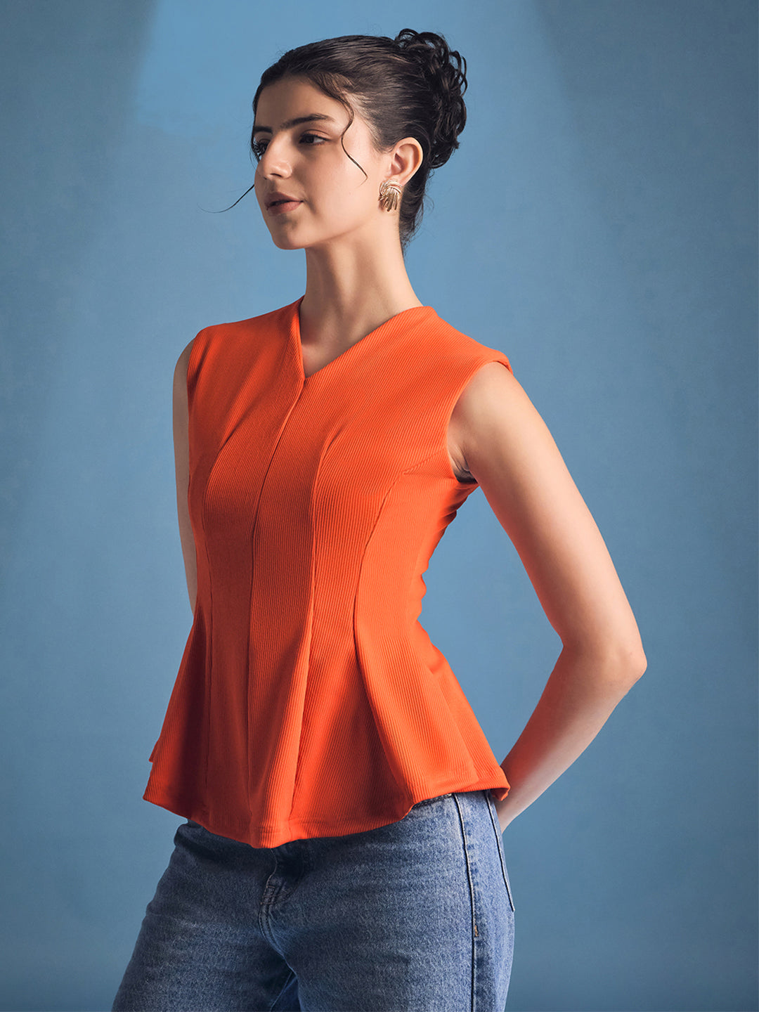 Stretchable Panelled Peplum Top