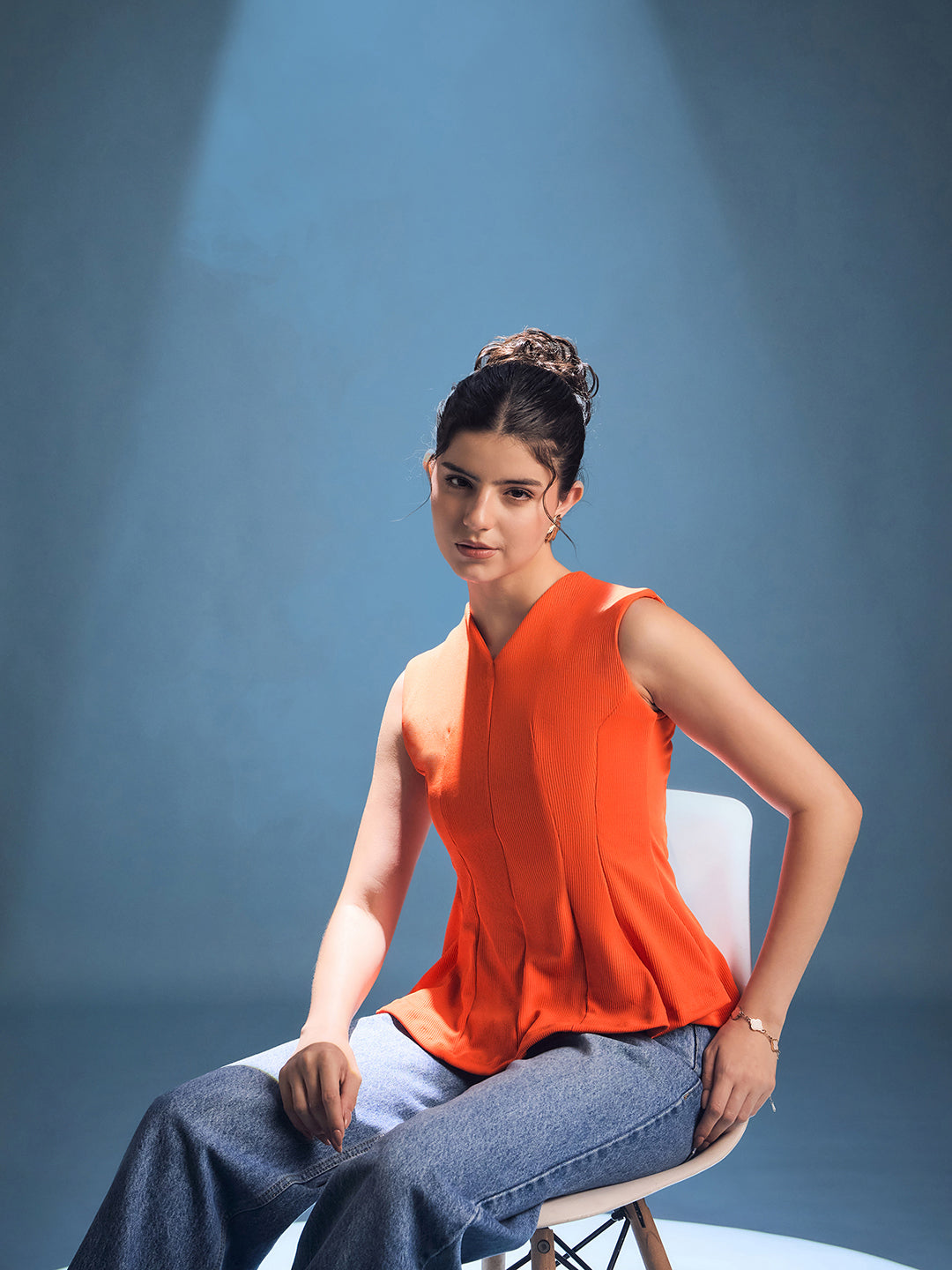 Stretchable Panelled Peplum Top
