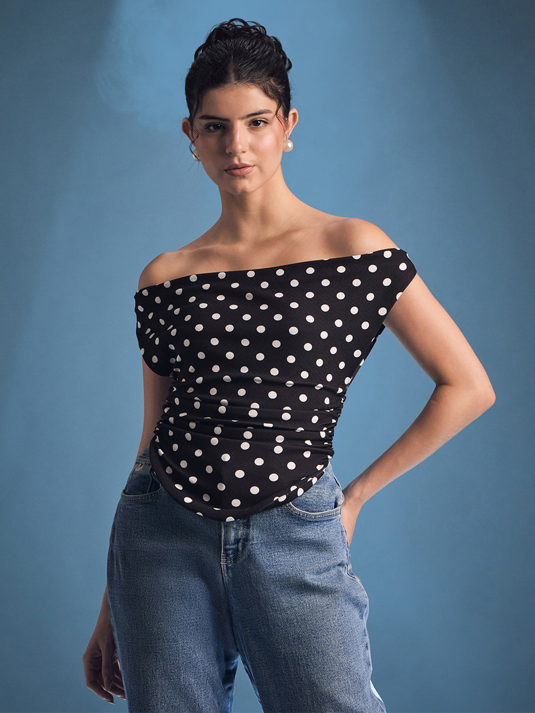 Stretchable Cotton Draped Crop Top