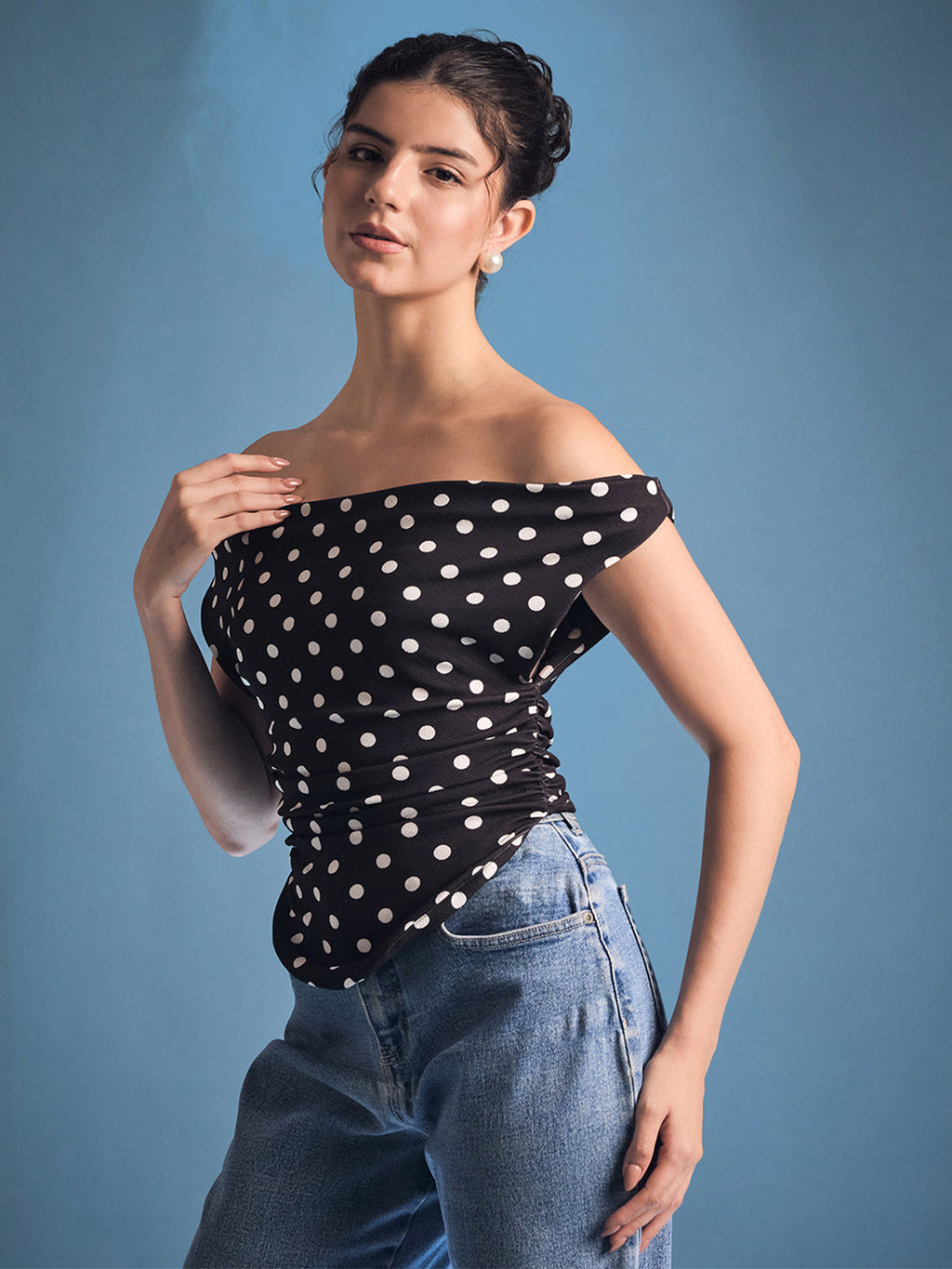 Stretchable Cotton Draped Crop Top