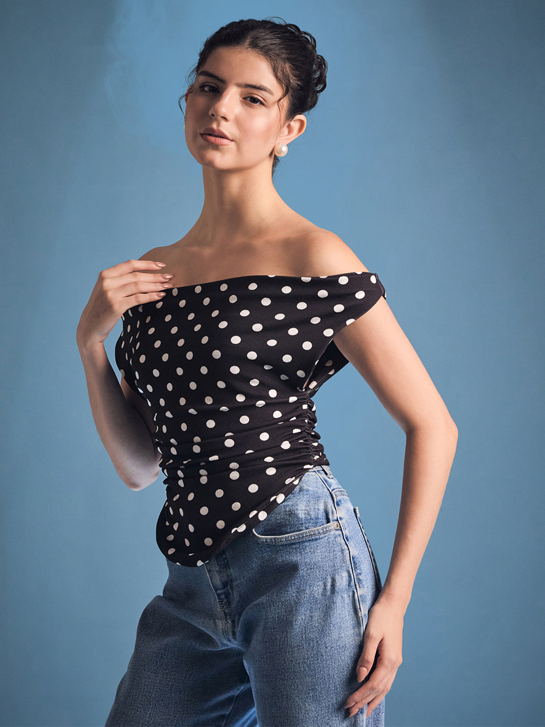 Stretchable Cotton Draped Crop Top