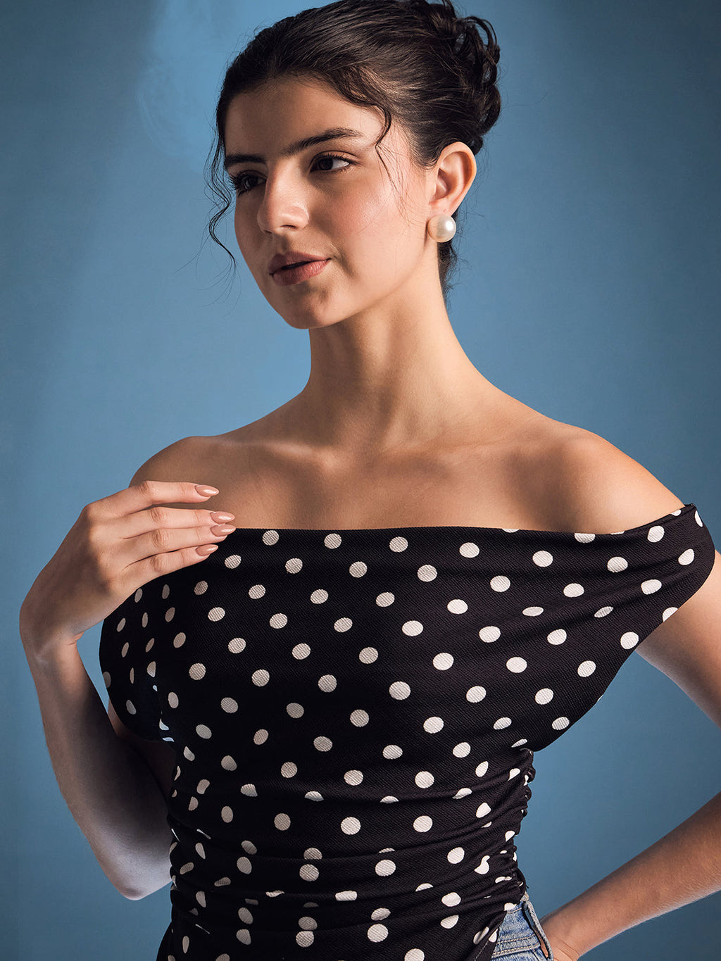Stretchable Cotton Draped Crop Top