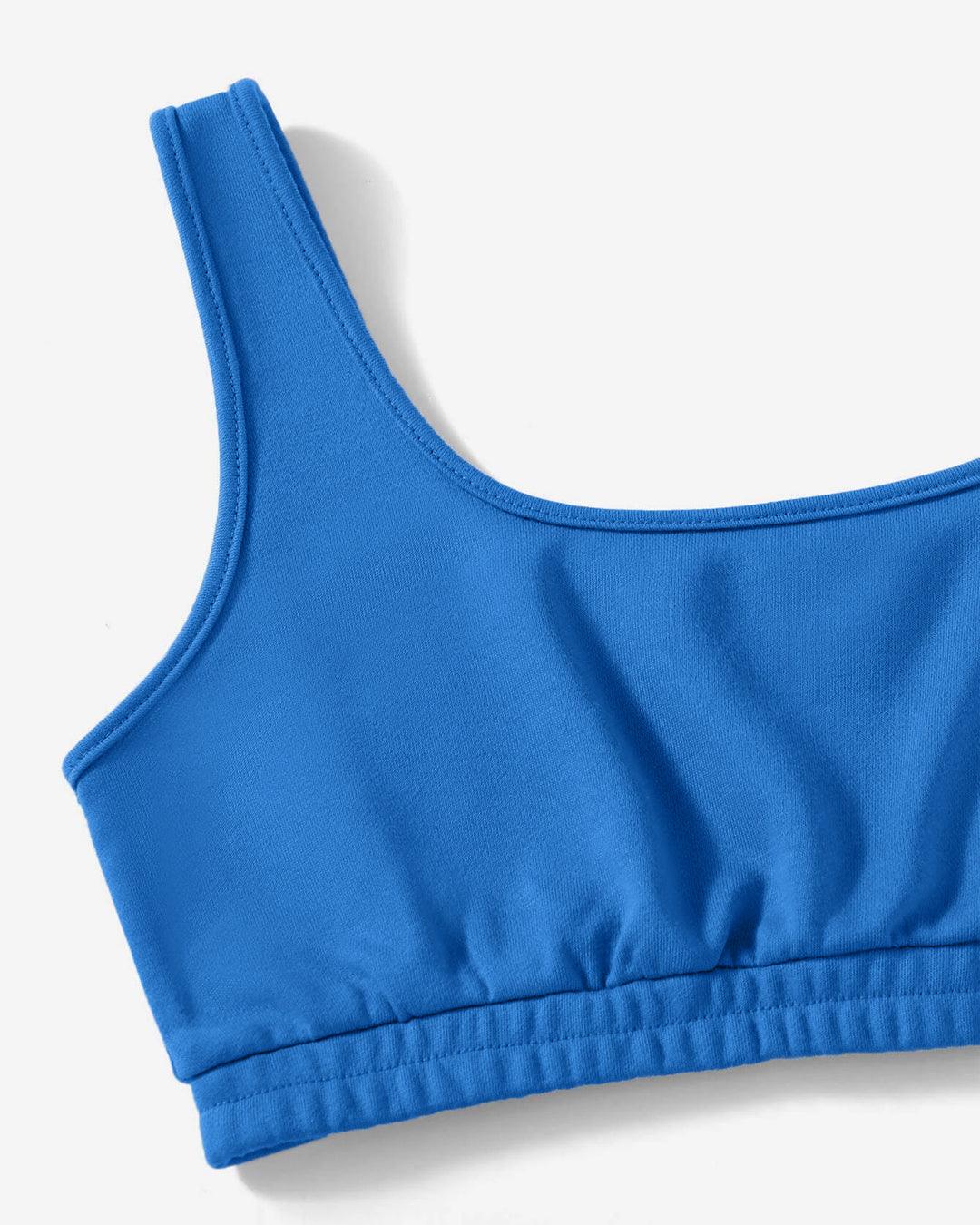 Loungewear Basics Solid Color Shorts With crop Top In Blue