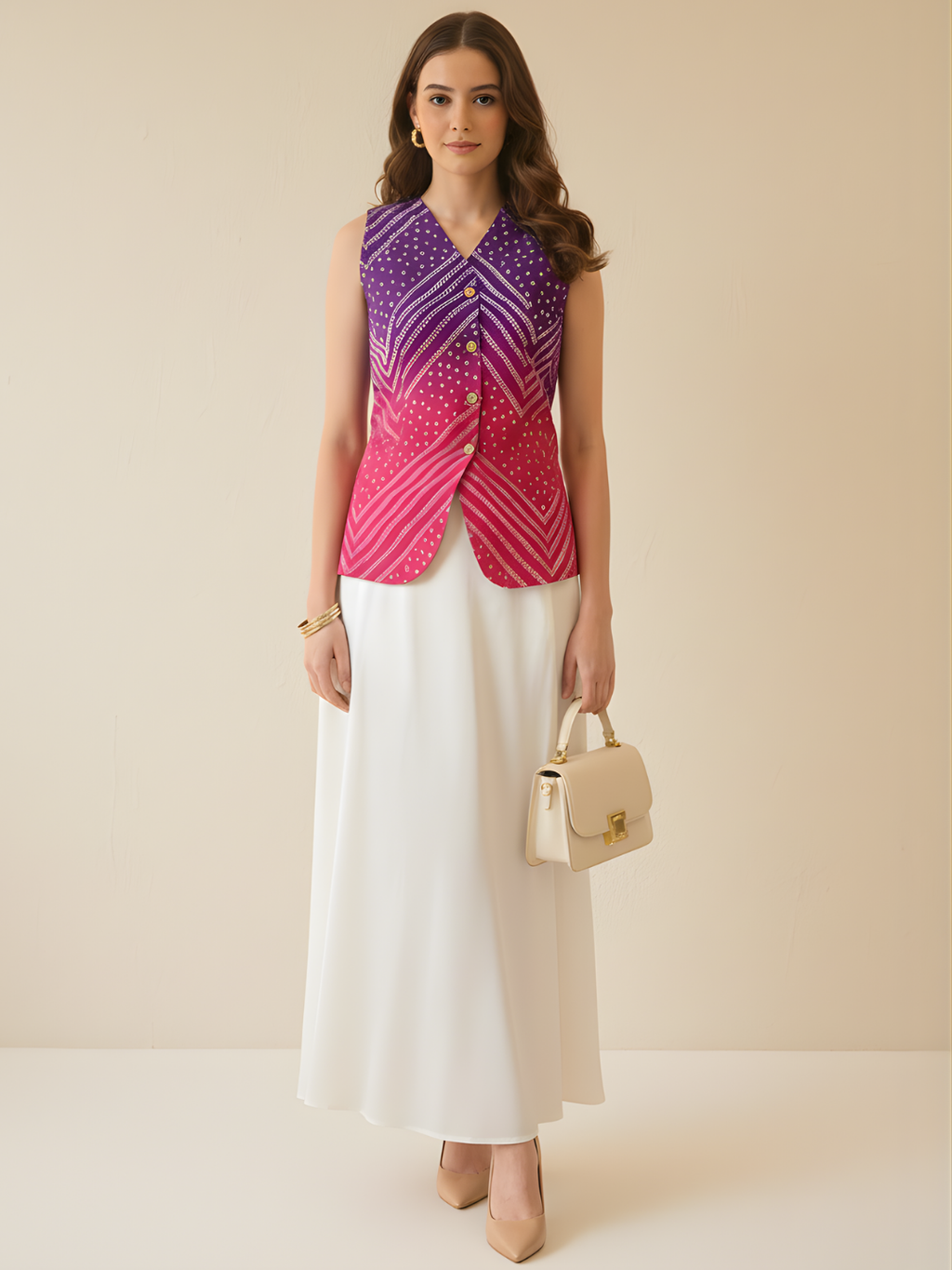 Pure Linen Printed Waistcoat