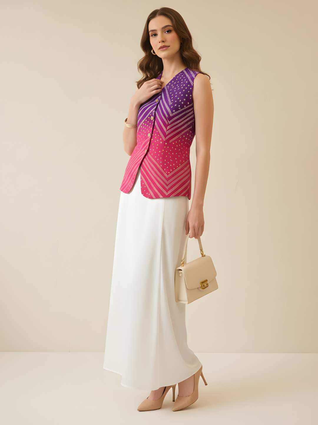Pure Linen Printed Waistcoat