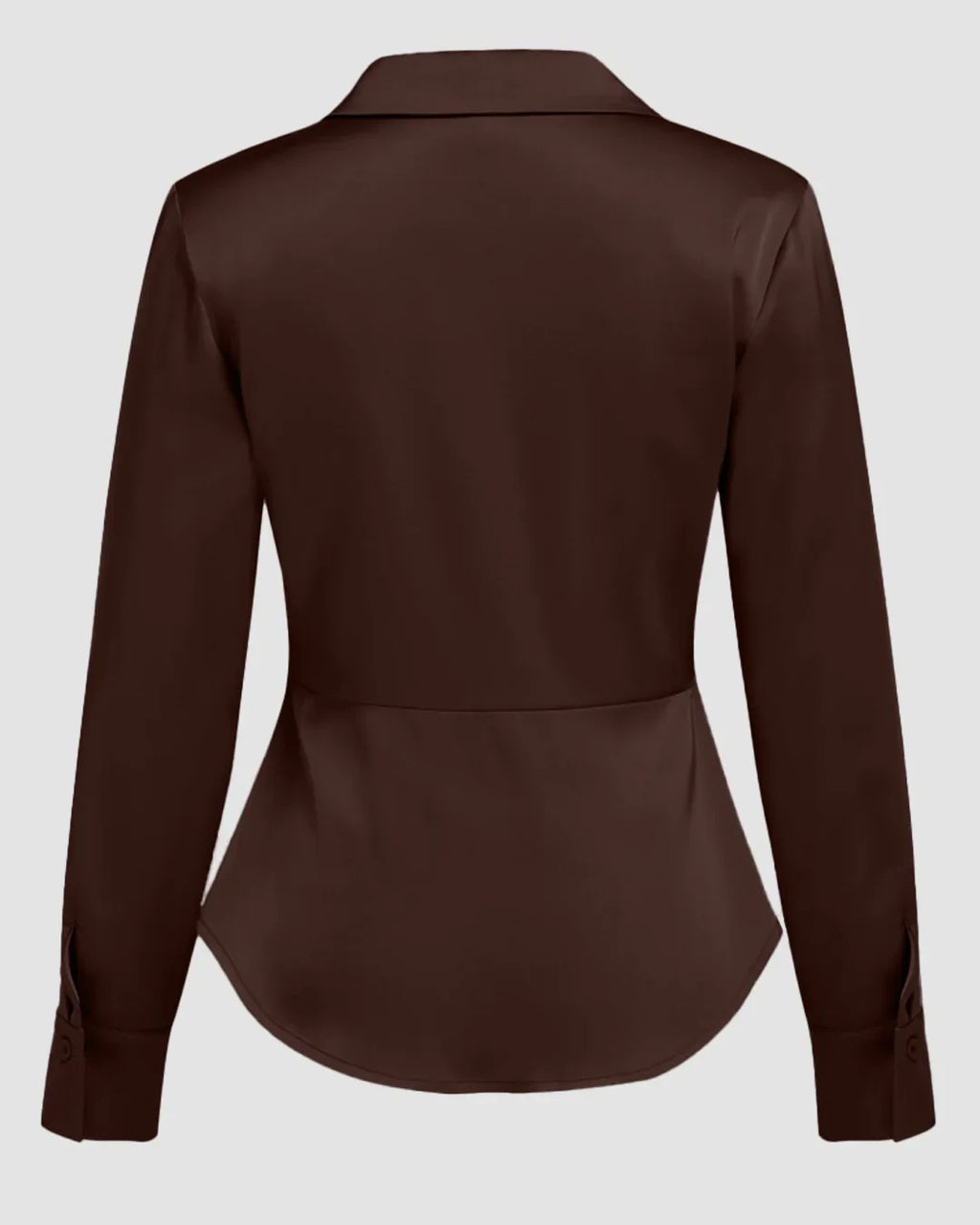 Satin Collared Button Down Full Sleeve Shirt in Brown
