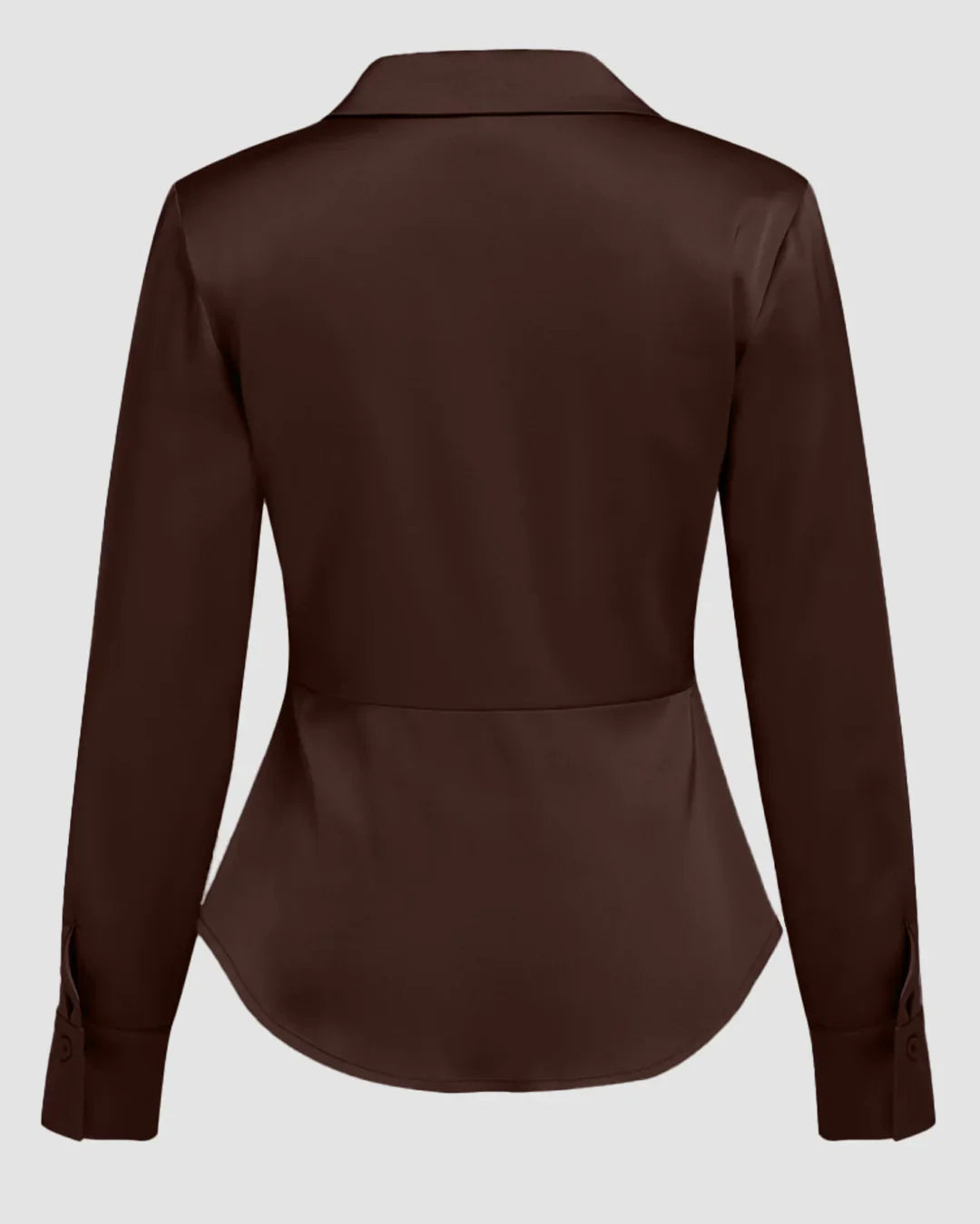 Satin Collared Button Down Full Sleeve Shirt in Brown