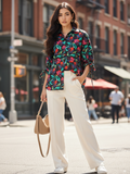 Printed Cotton Shirt with Tie Up Sleeves - Pinkkup