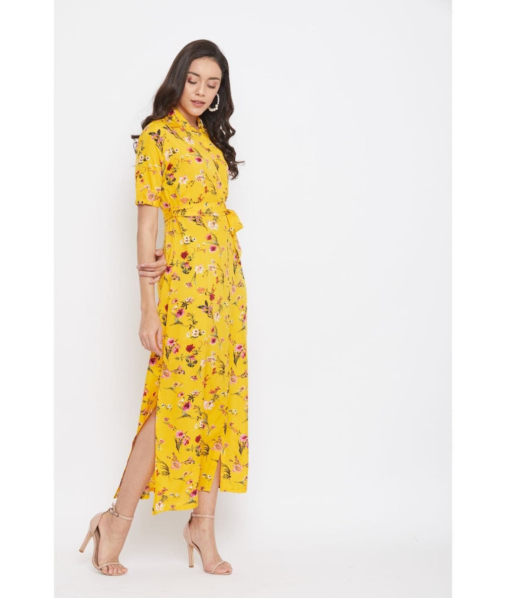 Collar Buttoned Down Shirt Maxi Dress