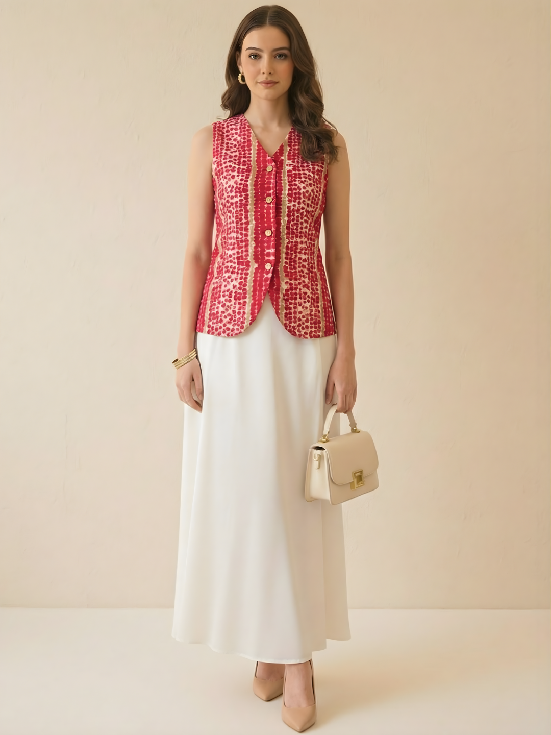 Pure Linen Printed Waistcoat