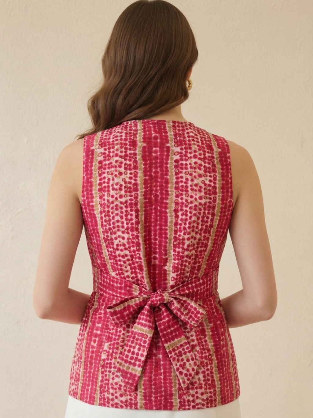 Pure Linen Printed Waistcoat
