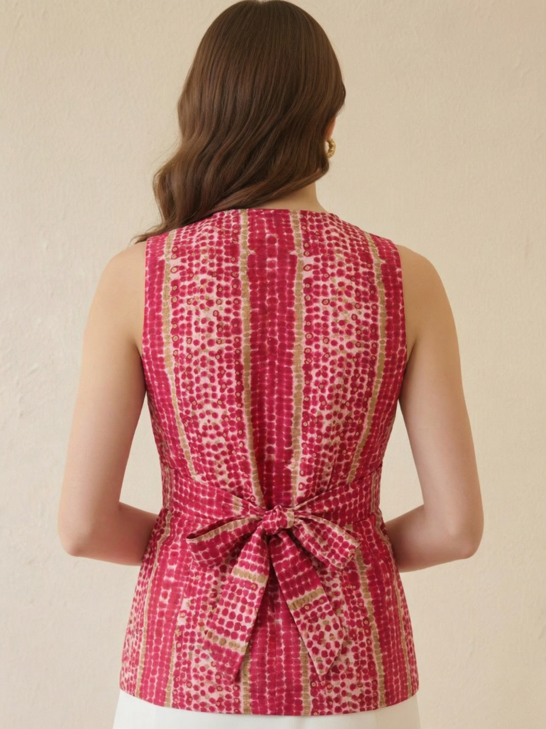 Pure Linen Printed Waistcoat