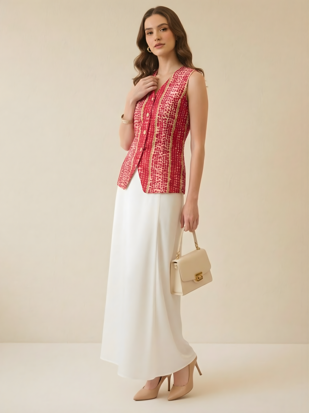 Pure Linen Printed Waistcoat