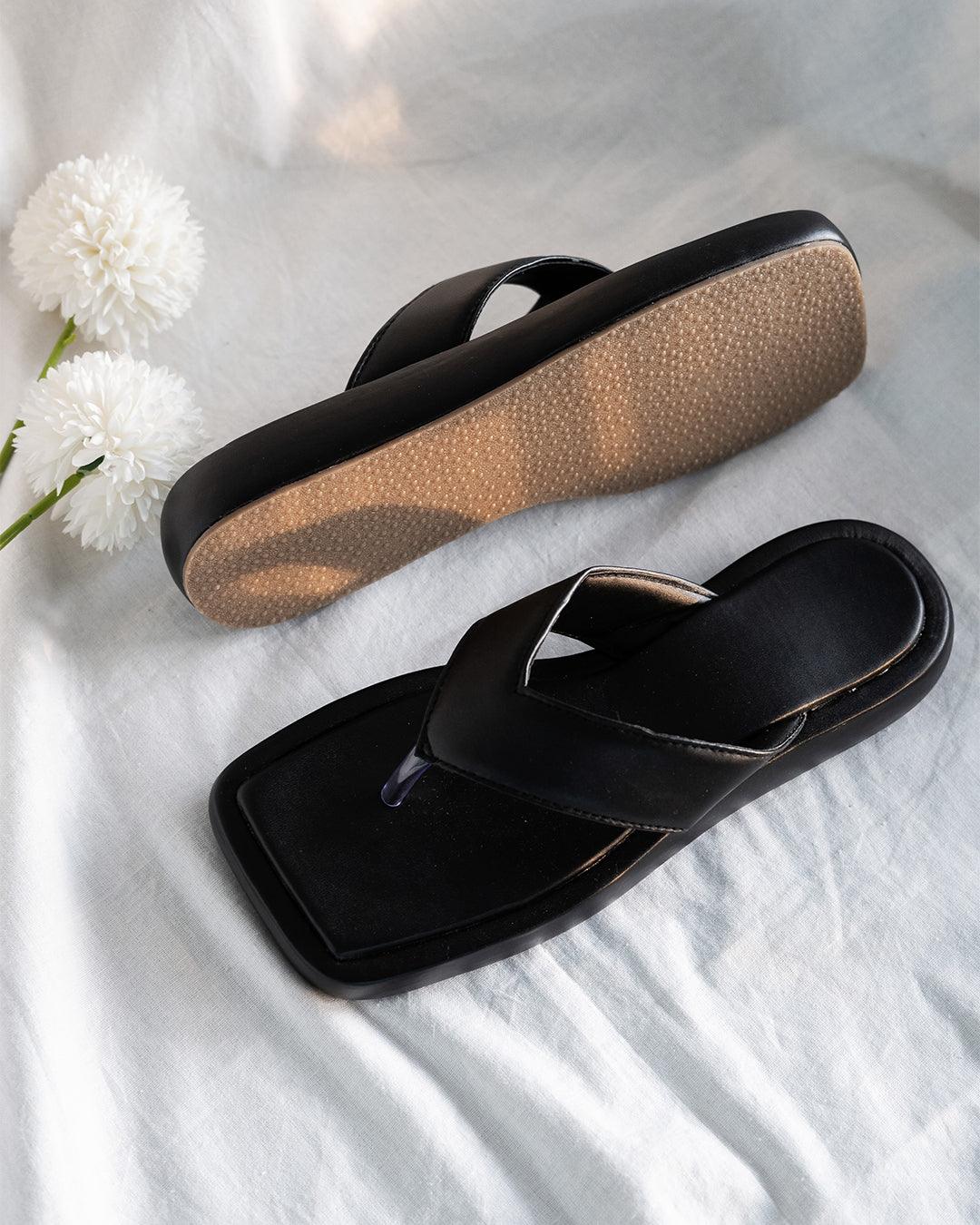 Y2K minimal black slip on flatform