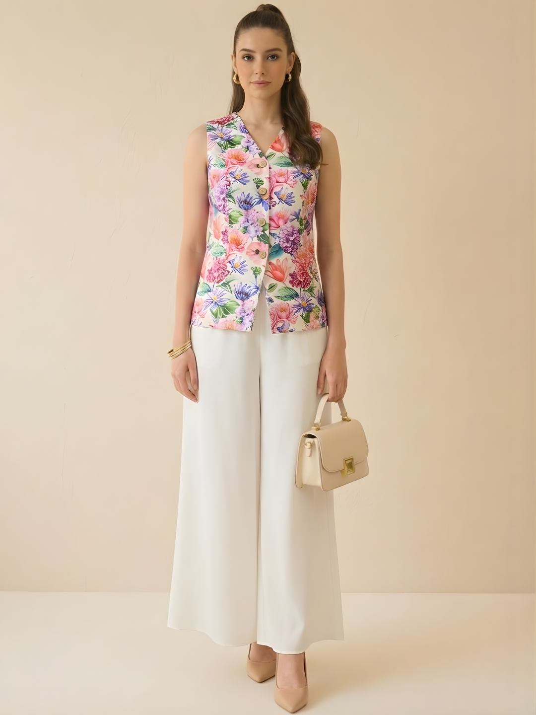 Pure Linen Printed Waistcoat