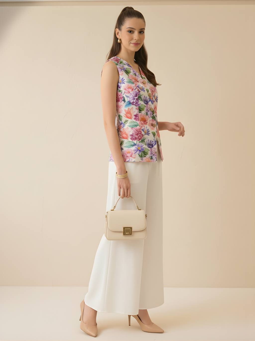 Pure Linen Printed Waistcoat