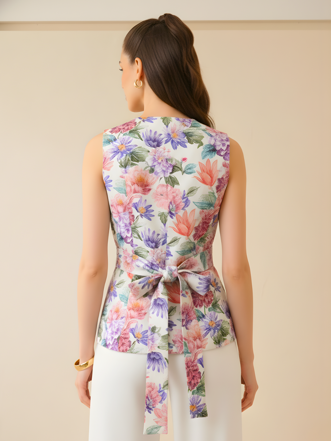 Pure Linen Printed Waistcoat