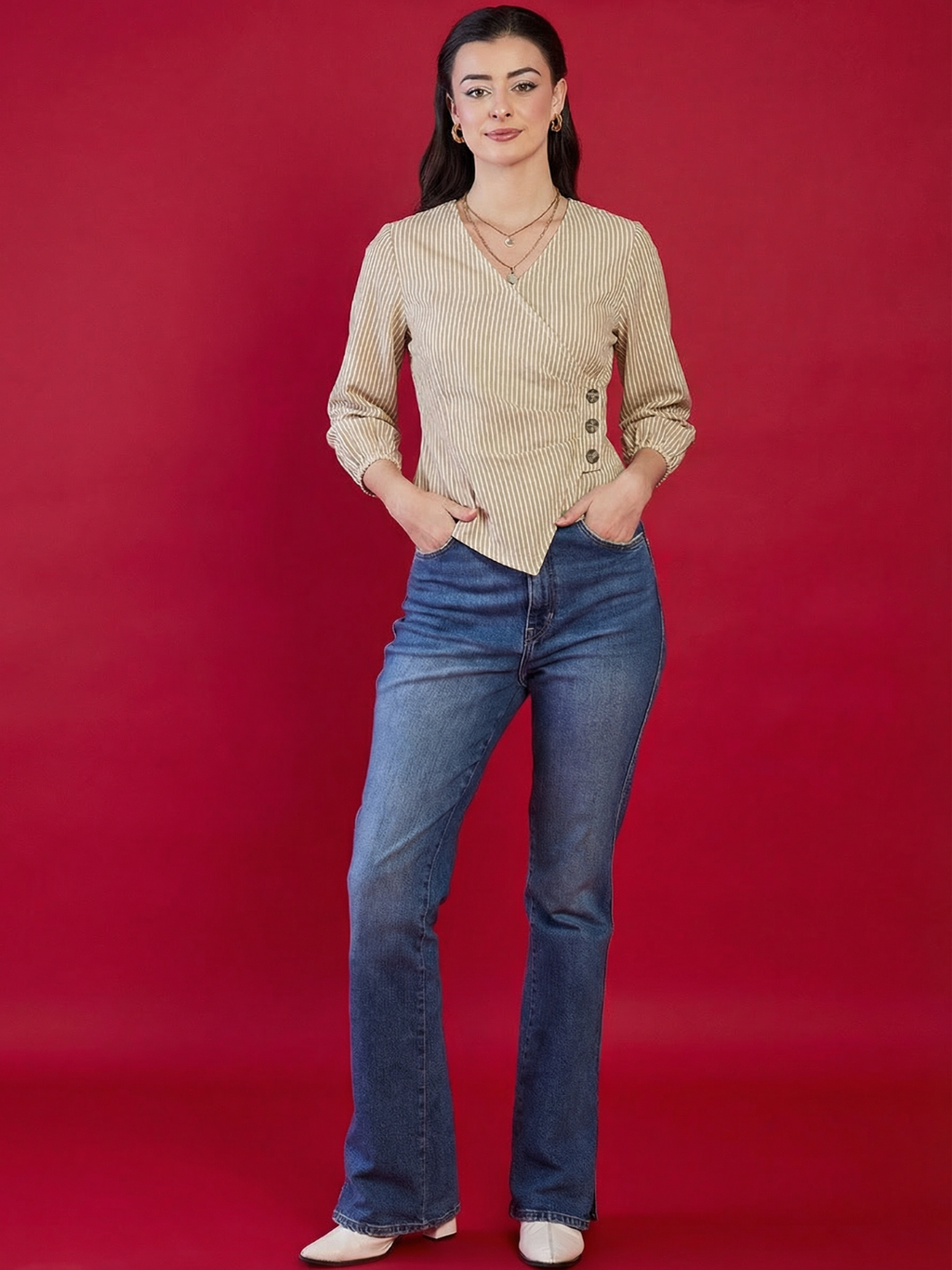 Wrap-Cinched Pure Cotton Top