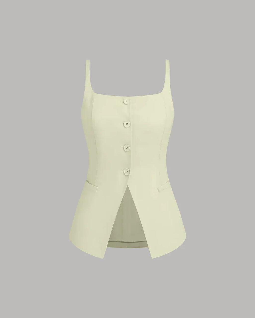 Sleeveless Button Down Corset Style Top in Beige