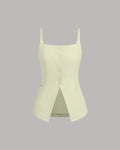 Sleeveless Button Down Corset Style Top in Beige