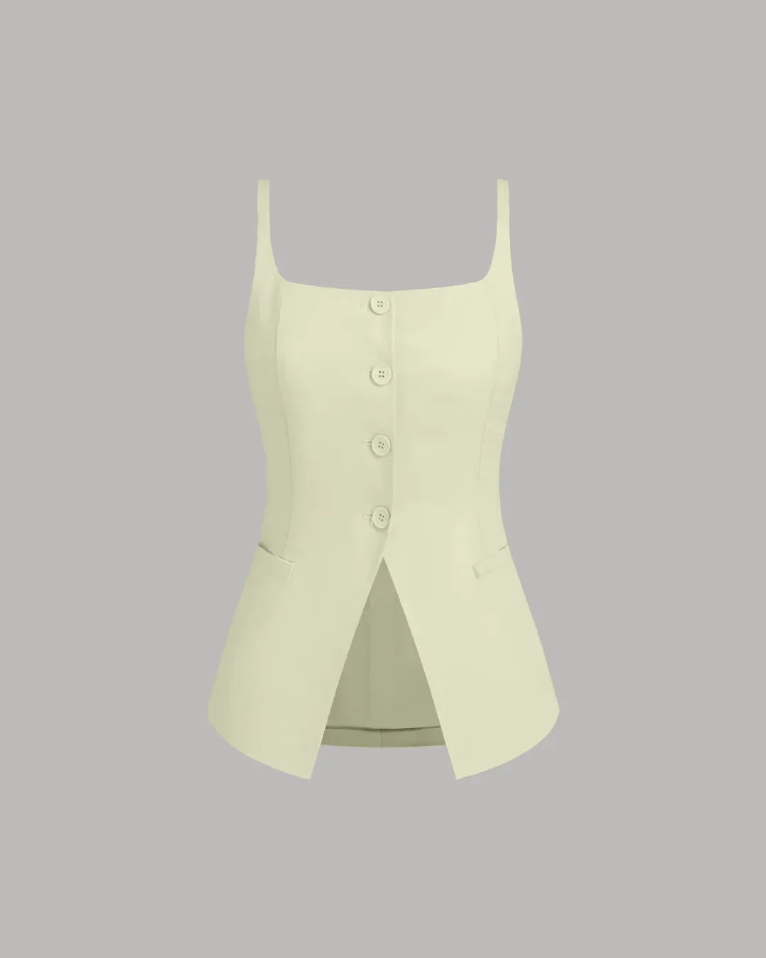 Sleeveless Button Down Corset Style Top in Beige