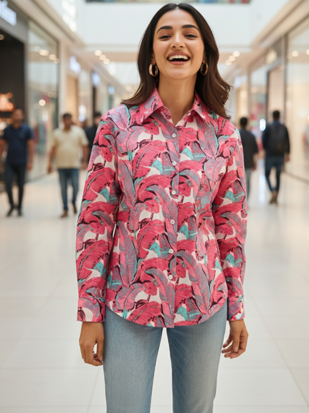 Printed Cotton Shirt - Pinkkup