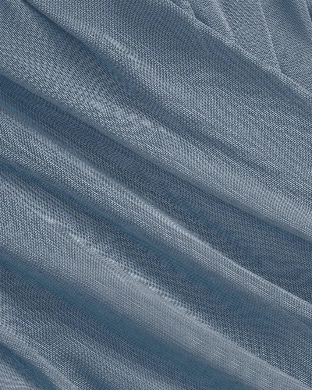 Sheer Mesh Long Sleeve Ruched Wrap Top In Grey