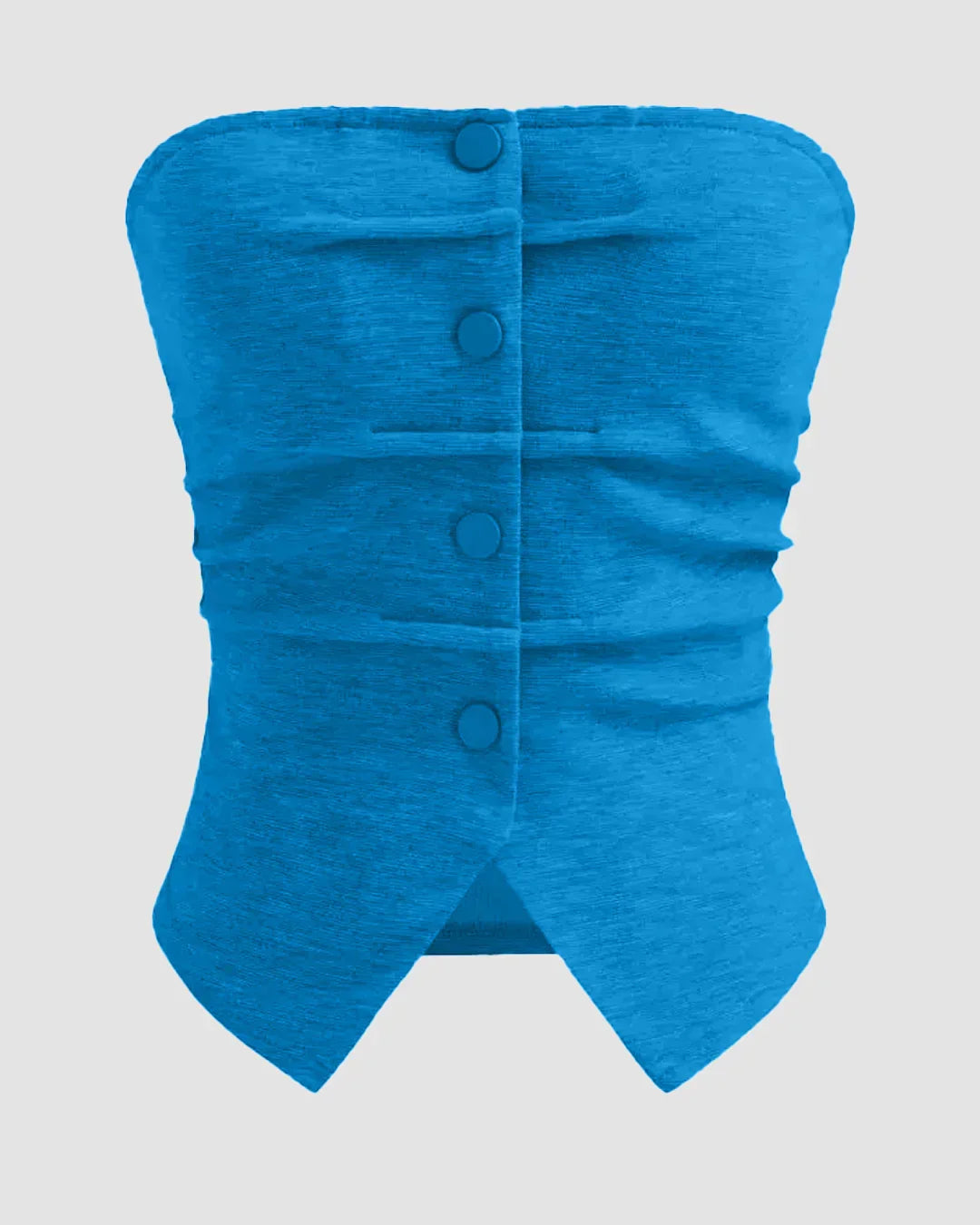Solid Button Sleeveless Top With Solid Wide Leg Trousers In Eclectic Blue