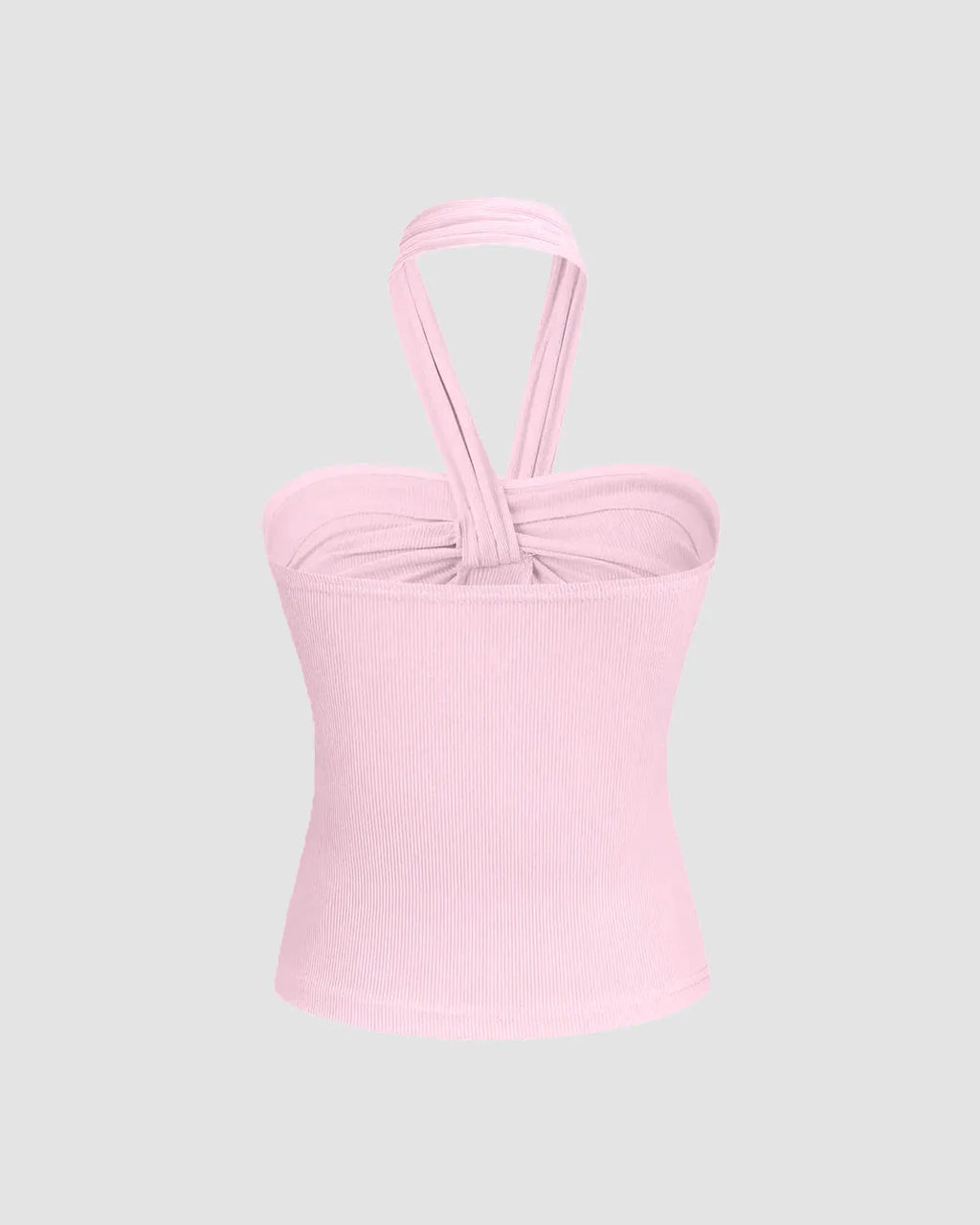 Ruched Halter Crop Top in Baby Pink