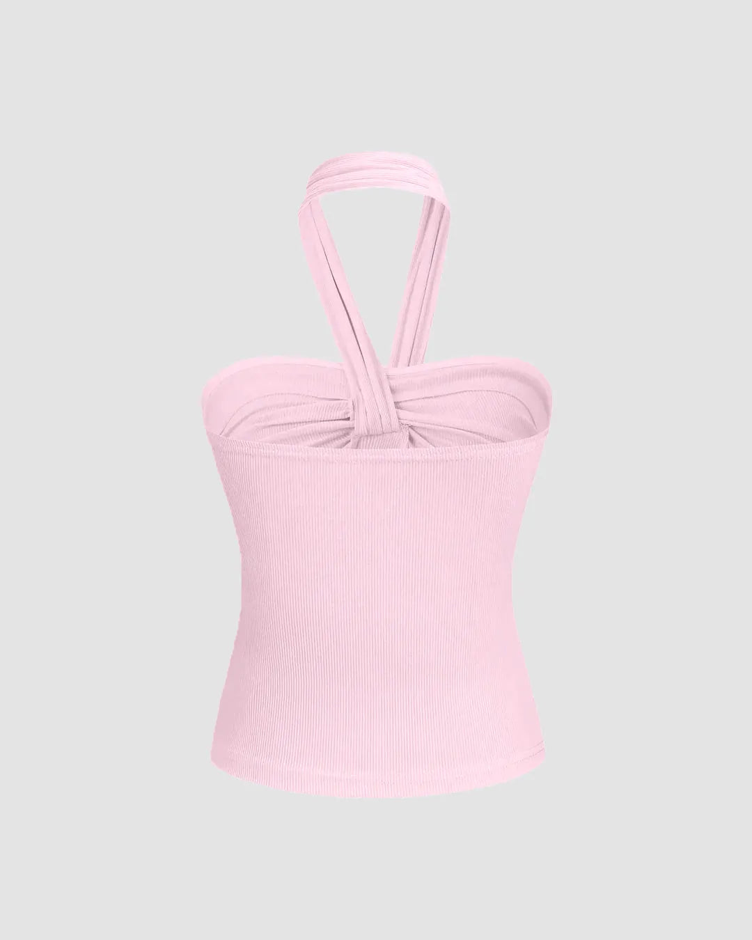 Ruched Halter Crop Top in Baby Pink