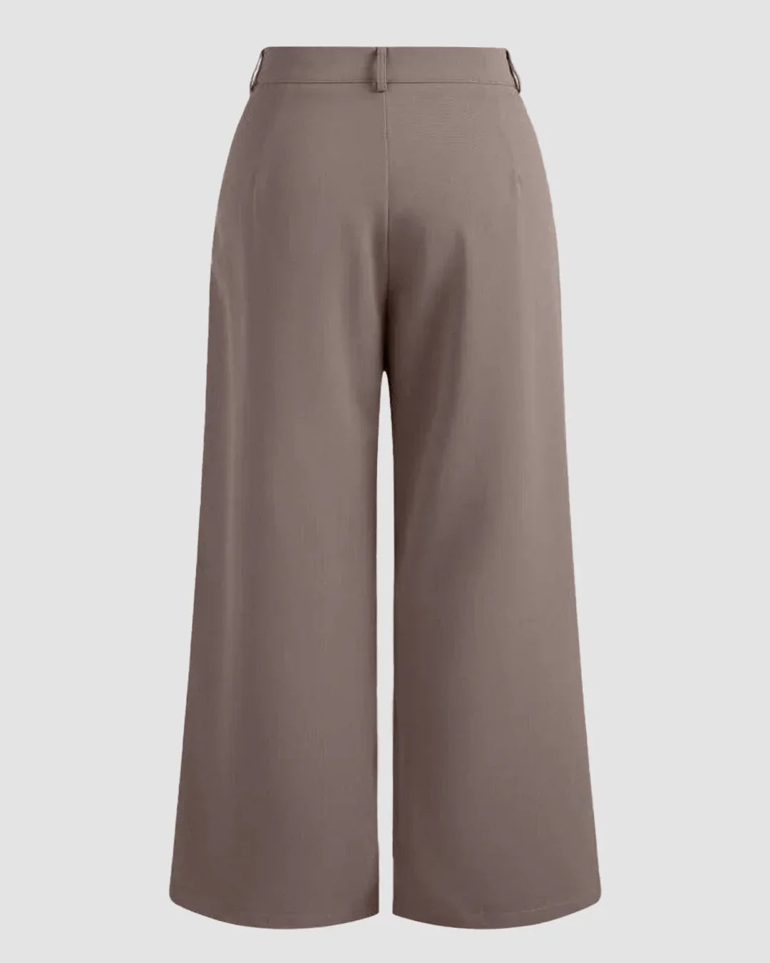 High-Waist Pleated Wide-Leg Trousers in Cappuccino Curve & Plus