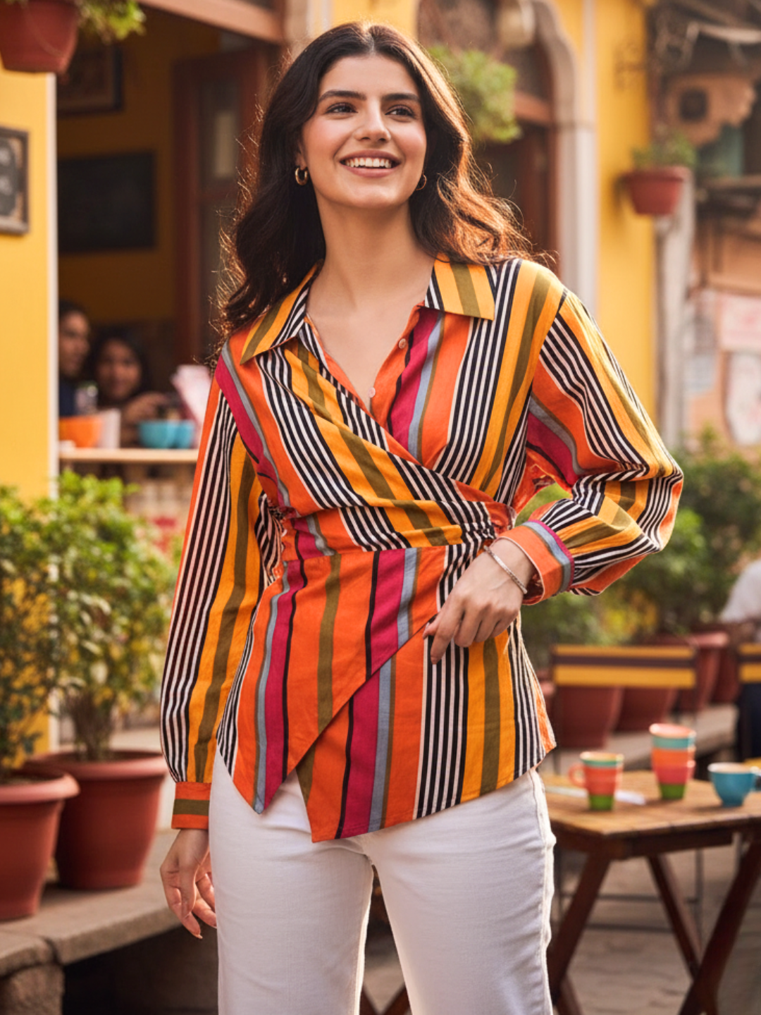 Pure Cotton Wrap Shirt - Pinkkup